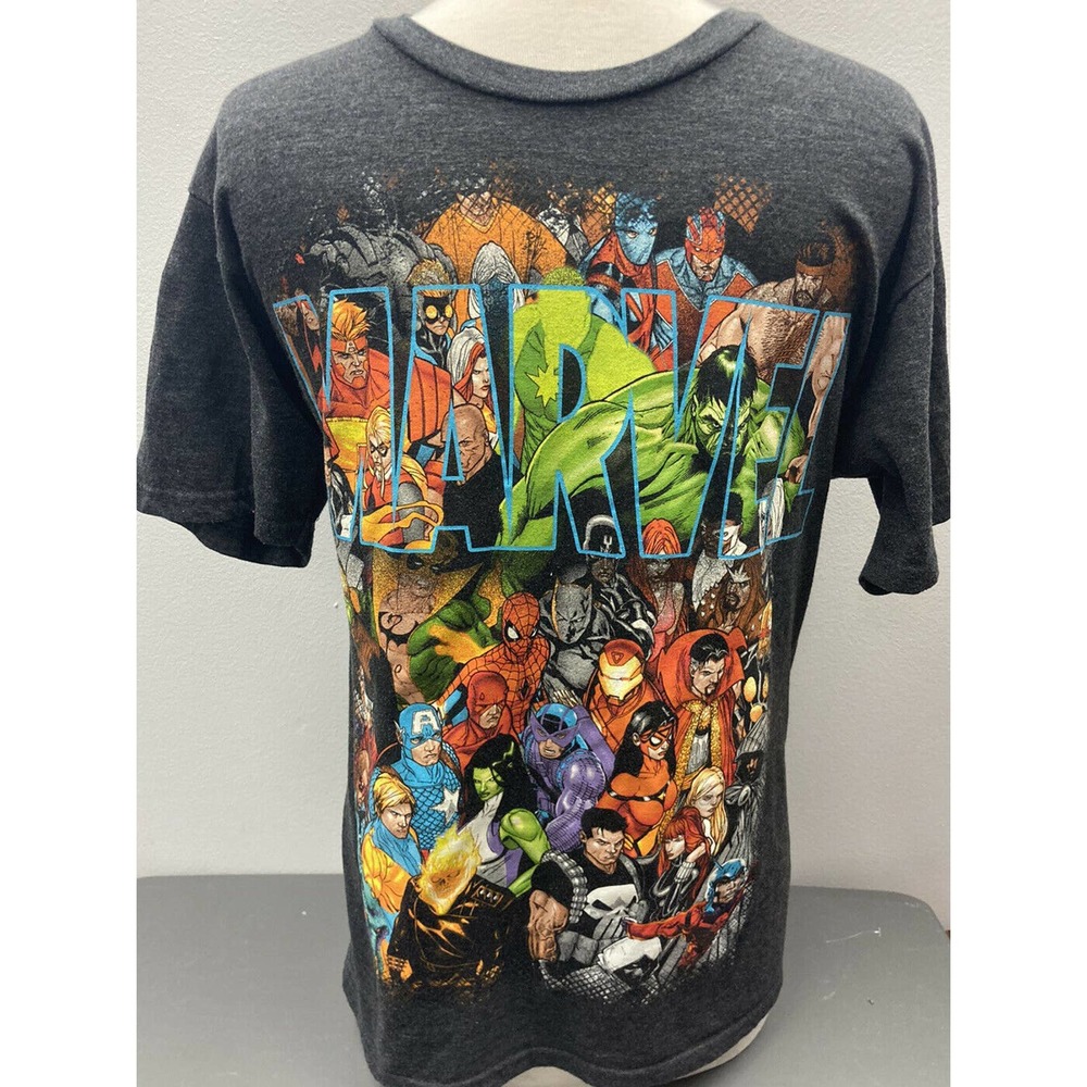 Marvel Comics Superhero T-Shirt Medium Spider-Man X-Men Captain America Hulk
